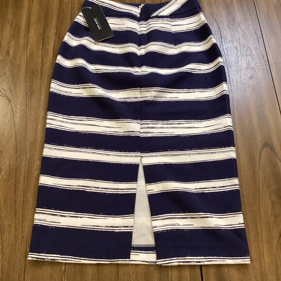 Zara Navy and White stripe fitted straight pencil knee length  skirts XS NWT - Picture 6 of 6